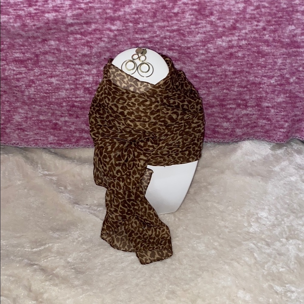 Vintage Leopard Print Scarf and Earring Set